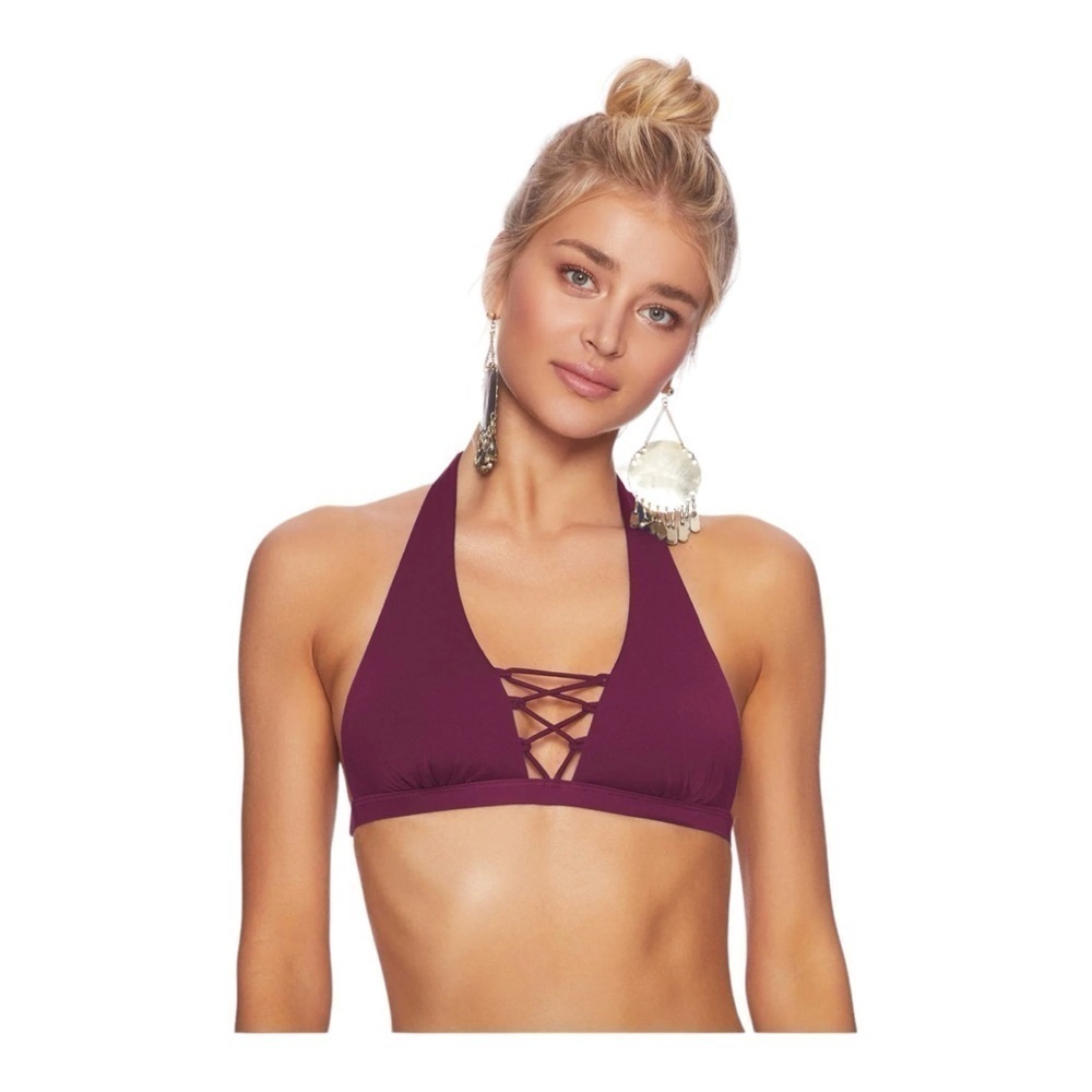 Beach Bunny Cameron Halter Top in Plum NWT